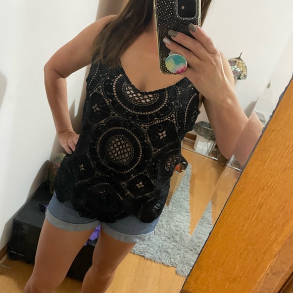 INC Black Lace Spaghetti Strap Top - Picture 6 of 8